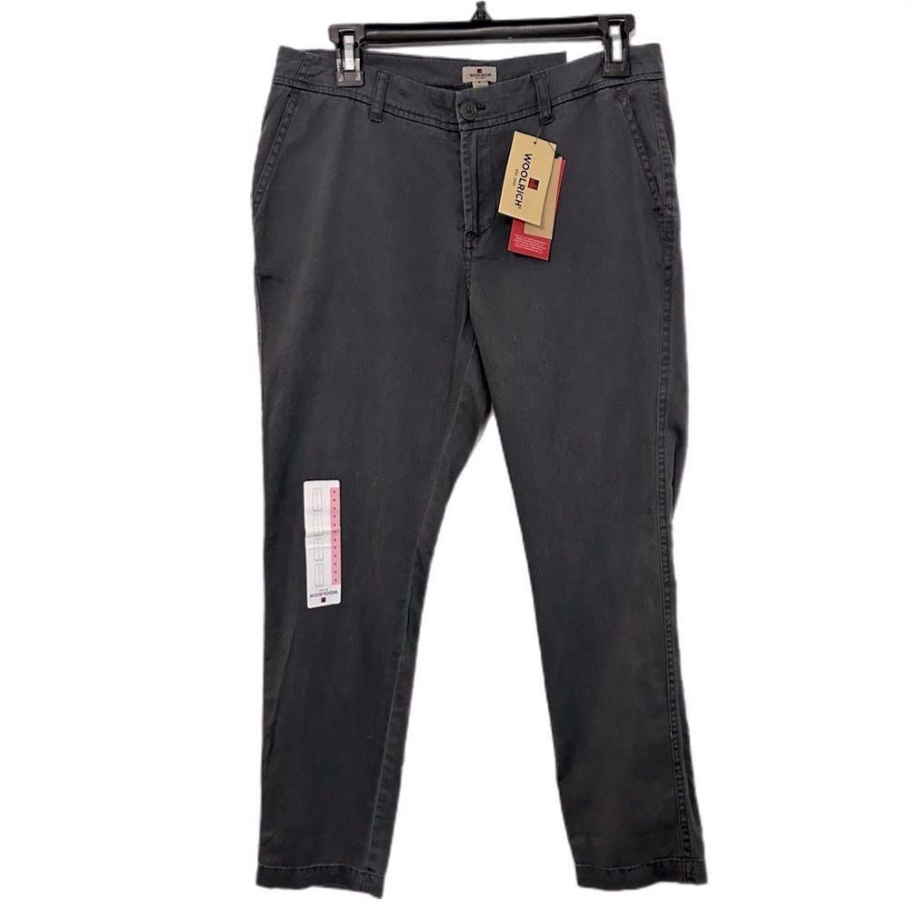 Woolrich NWT Sunday Chino Pant Size 6 Dark Grey 100% Cotton Casual Relaxed Fit